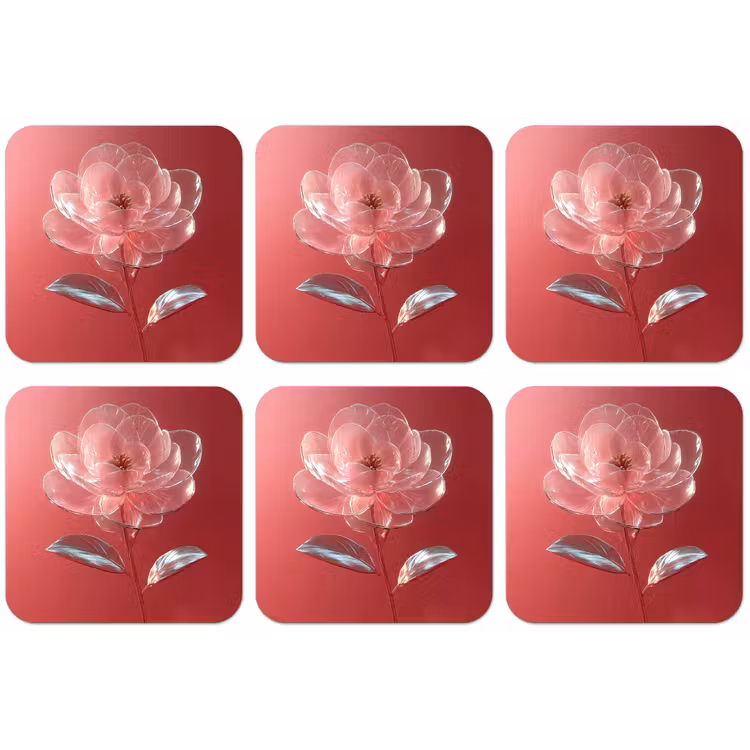 Sierlijk - Bloem - Roze - Glazen onderzetter kurk middel -zkaufland3dotto