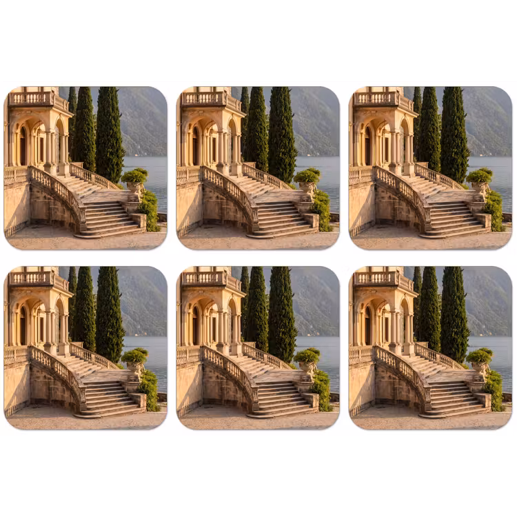 Untersetzer - Villa – Wasser – Treppen - Villa - water -trappen onderzetter kurk middel