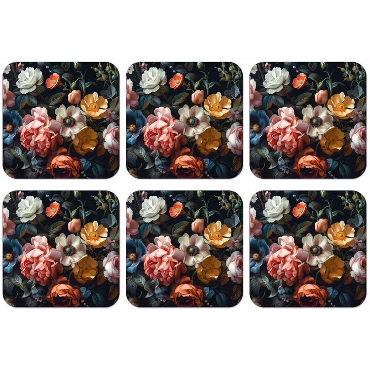 Vintage - Kleurrijk - Bloemen - Modern onderzetter kurk middel -zkaufland3dotto