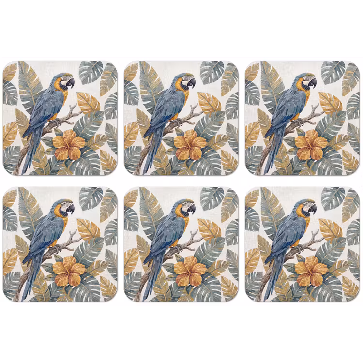 Vogel - Tak - Natuur - Mozaïek - Blauw onderzetter kurk middel -zkaufland3dotto