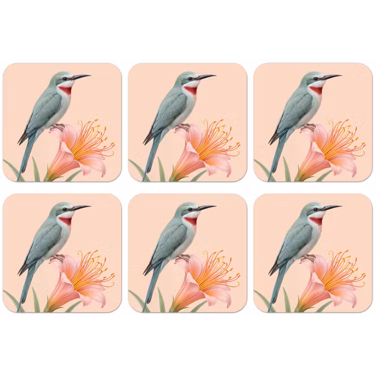 Vogel - Bloem - Natuur - Roze onderzetter kurk middel -zkaufland3dotto