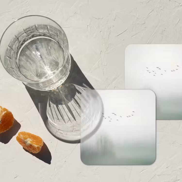 Vogel - Vlucht - Natuur - Minimalistisch onderzetter kurk middel -sfeer4