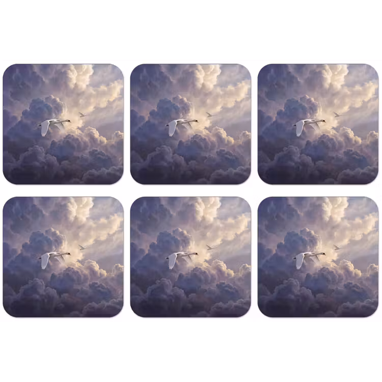 Vogel - Vliegend - Natuur - Wit - Wolken onderzetter kurk middel -zkaufland3dotto