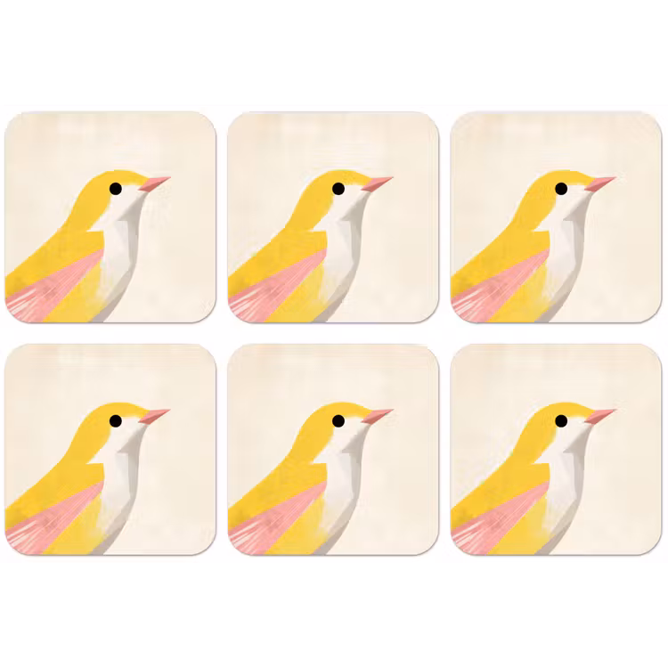 Vogel - Minimalistisch - Geel onderzetter kurk middel -zkaufland3dotto