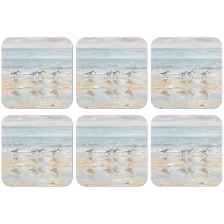 Vogels - Strand - Zee onderzetter kurk middel -zkaufland3dotto
