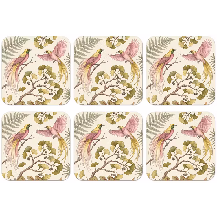 Vogels - Tropisch - Botanisch - Roze onderzetter kurk middel -zkaufland3dotto