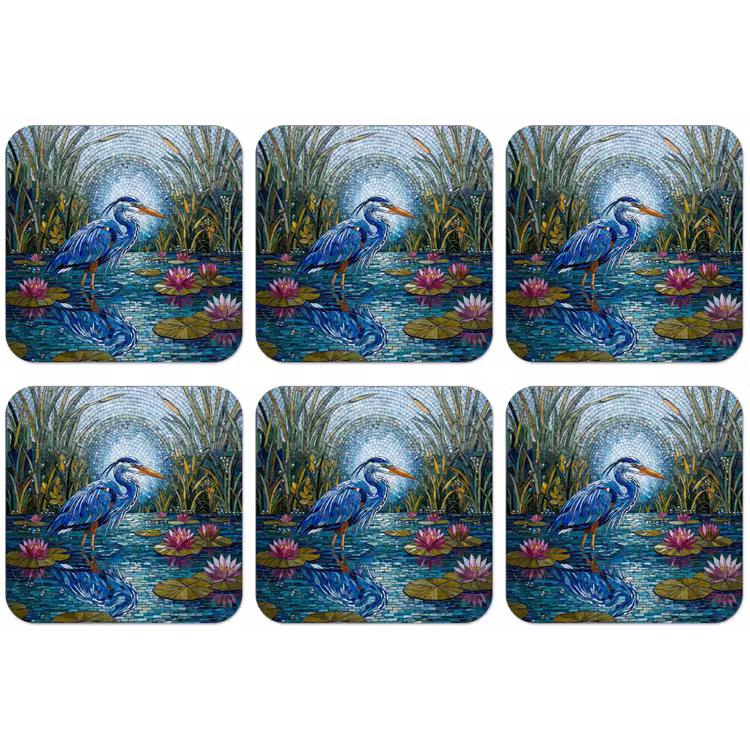 Vogel - Water - Natuur - Abstract - Blauw onderzetter kurk middel -zkaufland3dotto