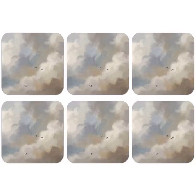 Vogel - Wolken - Natuur - Modern - Grijs onderzetter kurk middel -zkaufland3dotto