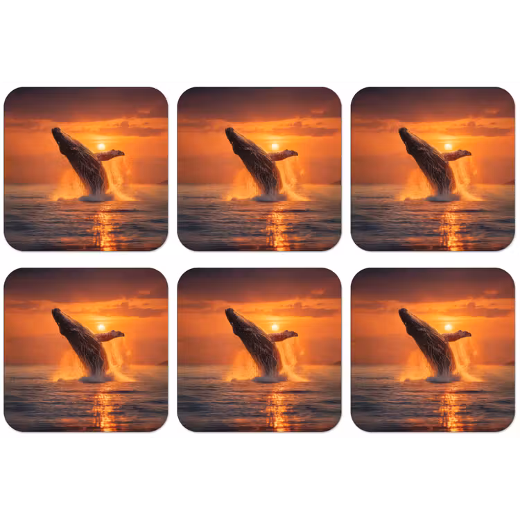 Walvis - Zon - Zee onderzetter kurk middel -zkaufland3dotto
