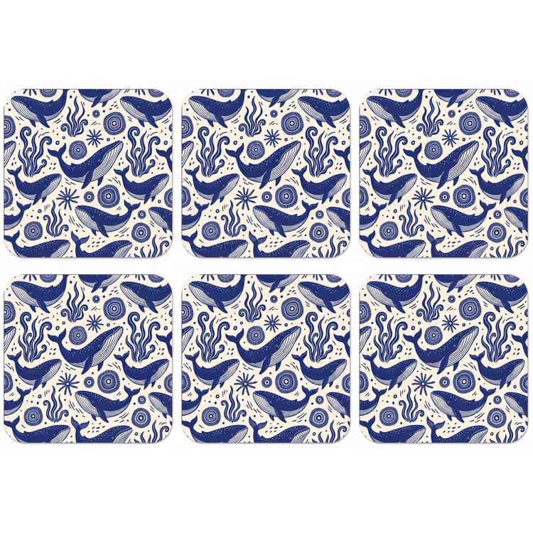 Walvis - Onderwater - Dieren - Abstract - Blauw onderzetter kurk middel -zkaufland3dotto