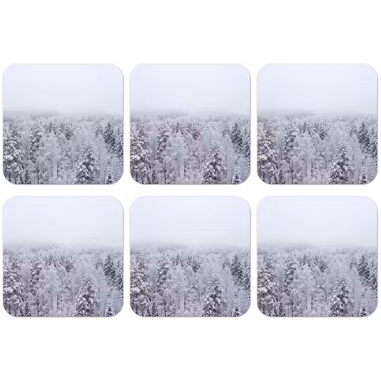 Bos - Sneeuw - Winter - Natuur - Wit onderzetter kurk middel -zkaufland3dotto