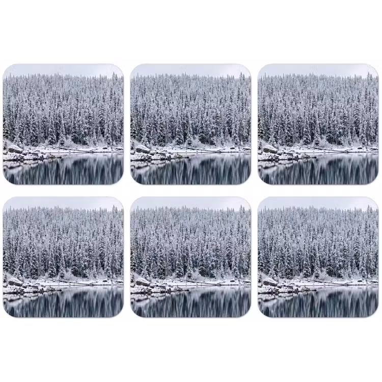 Bos - Reflectie - Meer - Winter - Serene onderzetter kurk middel -zkaufland3dotto