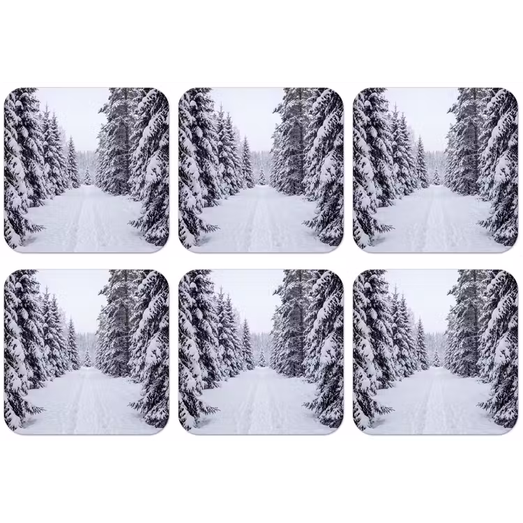 Bos - Winter - Sneeuw - Pad - Natuur onderzetter kurk middel -zkaufland3dotto