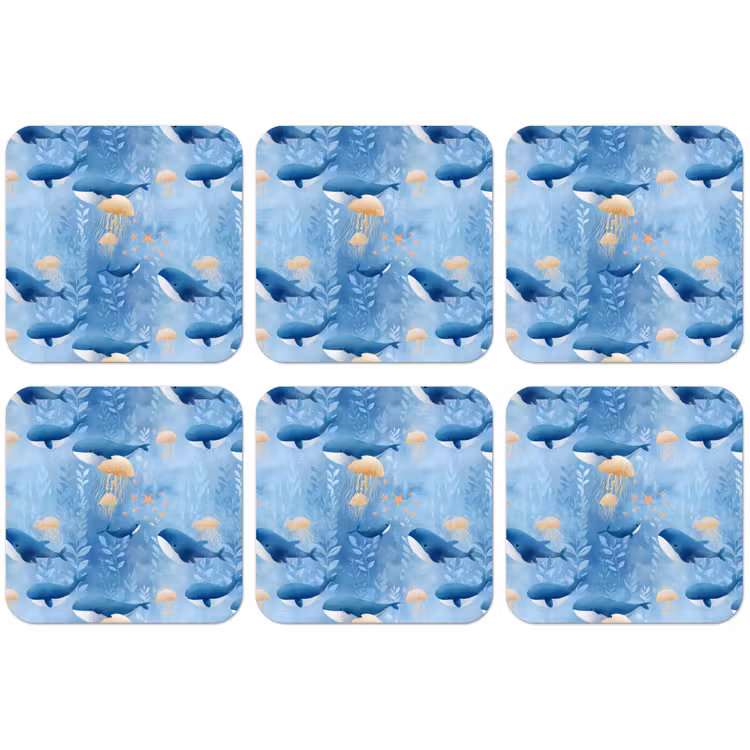 Walvissen - Oceaan - Blauw onderzetter kurk middel 366 -zkaufland3dotto