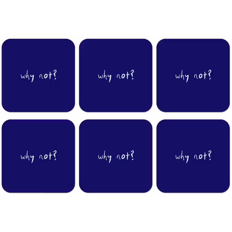 Why not - Blauw - Handgeschreven onderzetter kurk middel -zkaufland3dotto