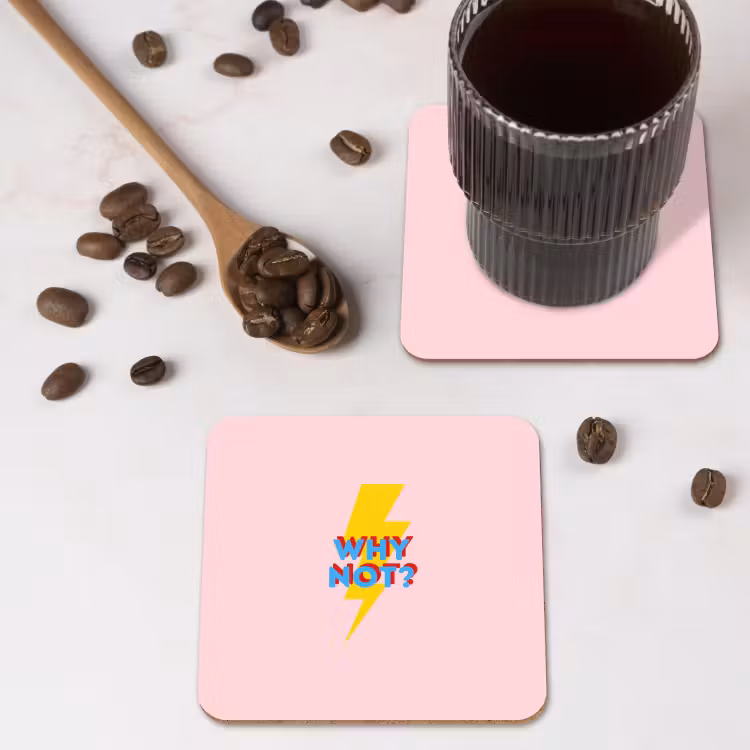 Why not - Bliksem - Roze onderzetter kurk middel -sfeer2