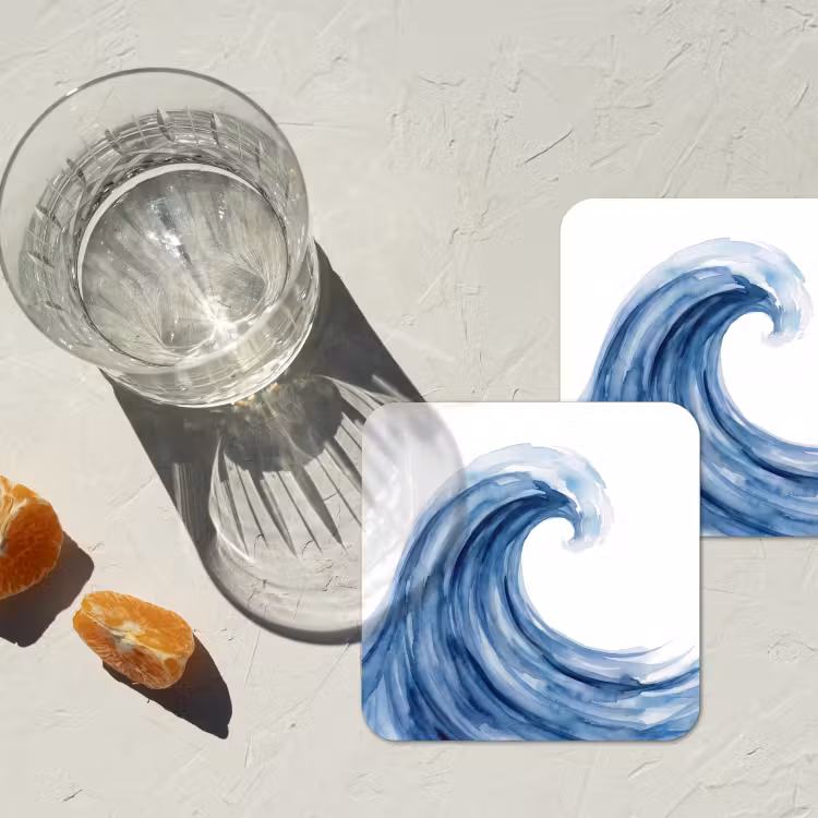 Water - Beweging - Natuur - Modern - Blauw onderzetter kurk middel -sfeer4