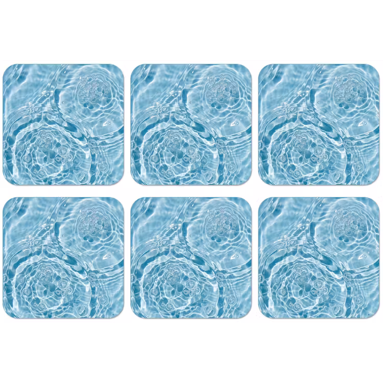 Water - Blauw - bubbels onderzetter kurk middel -zkaufland3dotto