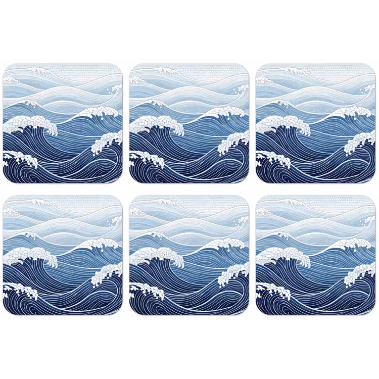 Water - Mozaïek - Landschap - Modern - Blauw onderzetter kurk middel -zkaufland3dotto