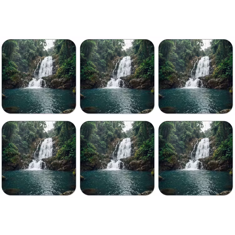 Waterfall - Forest - Nature - Greenkhgyguyg onderzetter kurk middel -zkaufland3dotto