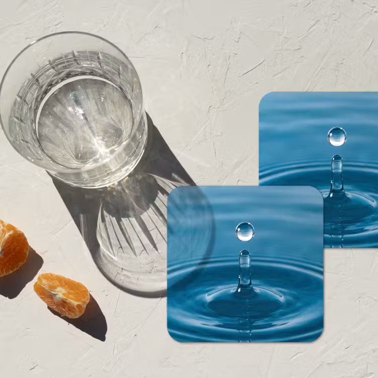 Waterdruppel - Water - Oppervlakte onderzetter kurk middel -sfeer4