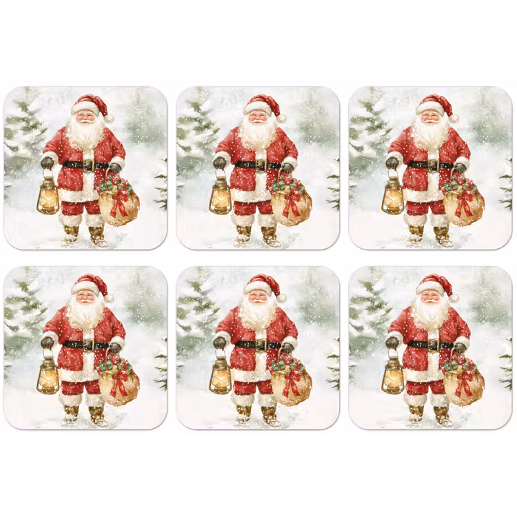 Kerstman- Winter - Sneeuw - Wit - Rood onderzetter kurk middel -zkaufland3dotto