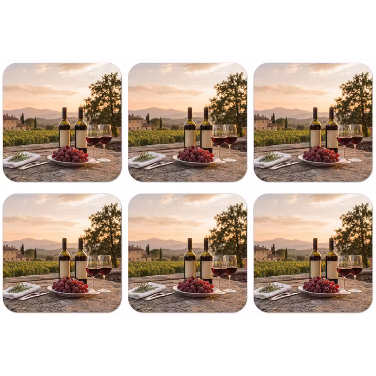Wijn - Glazen - Druiven - Wijngaard onderzetter kurk middel -zkaufland3dotto