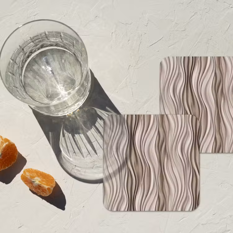 Golven - 3D - Crème onderzetter kurk middel 366 -sfeer4