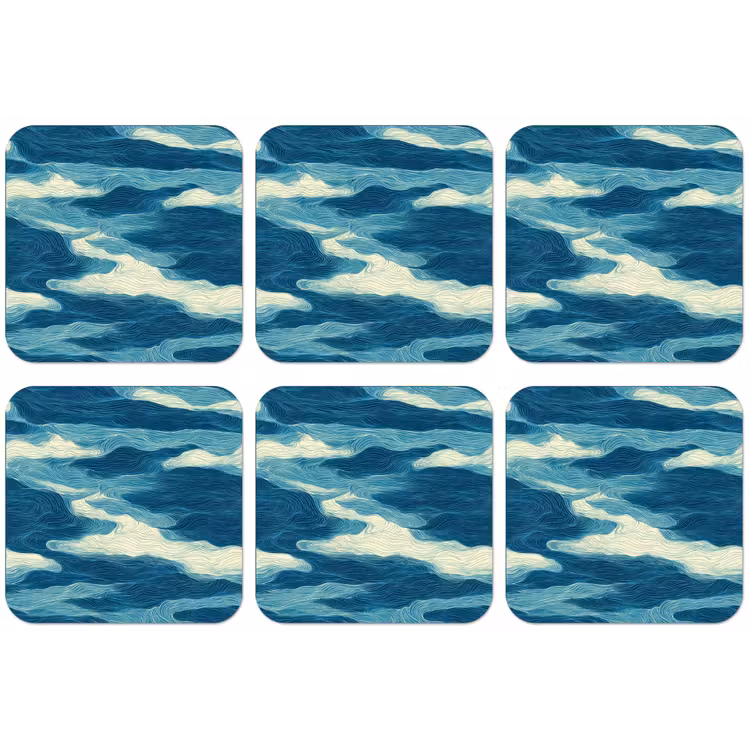 Golven - Abstract - Patroon - Blauw - Wit onderzetter kurk middel 366 -zkaufland3dotto