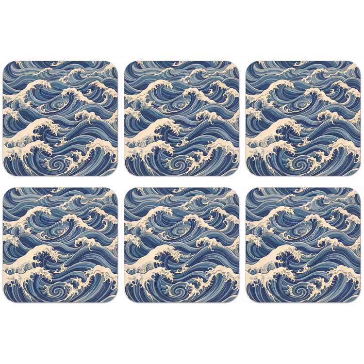 Golven - Zee - Natuur - Abstract - Blauw onderzetter kurk middel -zkaufland3dotto