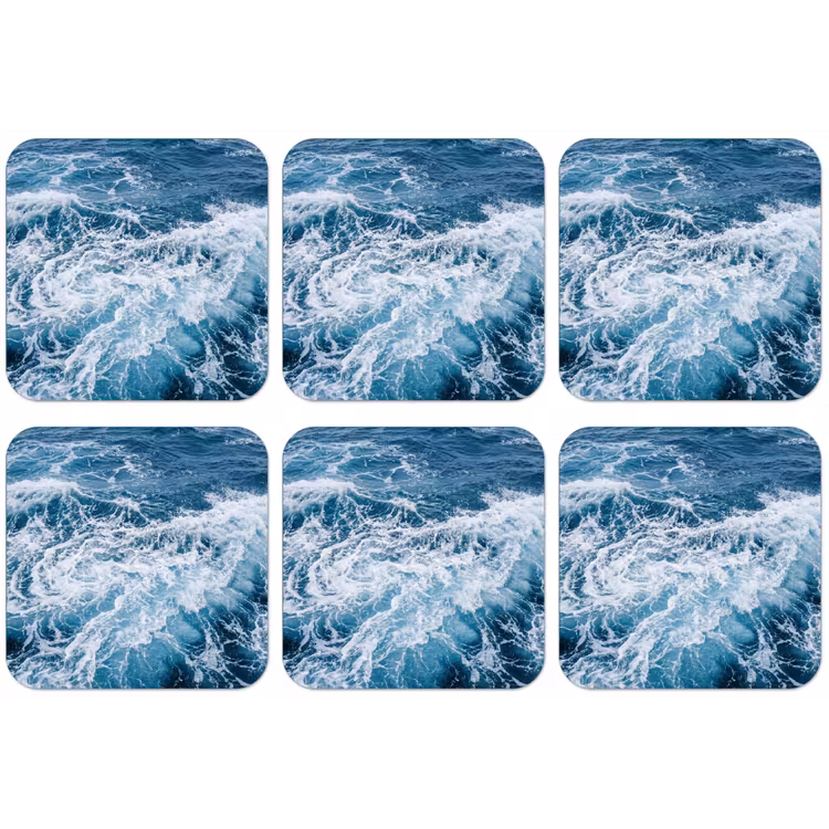 Golven - Oceaan - Blauw onderzetter kurk middel -zkaufland3dotto