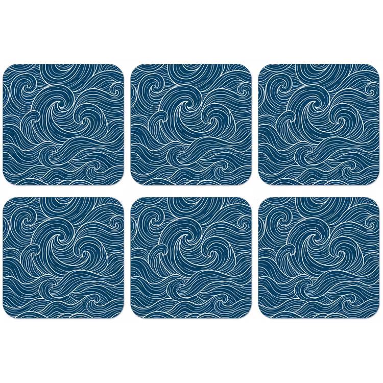 Golven - Spiraal - Water - Abstract - Blauw onderzetter kurk middel -zkaufland3dotto
