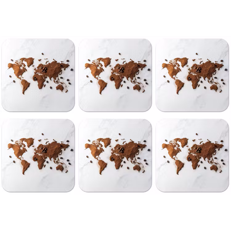 Wereldkaart - Koffie - Marmer onderzetter kurk middel -zkaufland3dotto