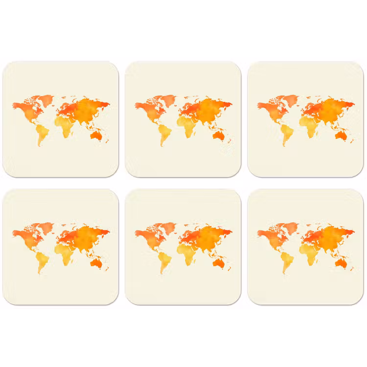 Wereldkaart - Oranje - Kleurrijk onderzetter kurk middel -zkaufland3dotto