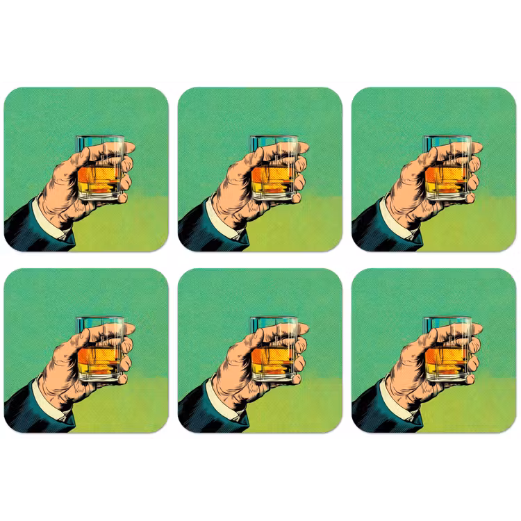 Whisky - Glas - Hand - Groen onderzetter kurk middel -zkaufland3dotto