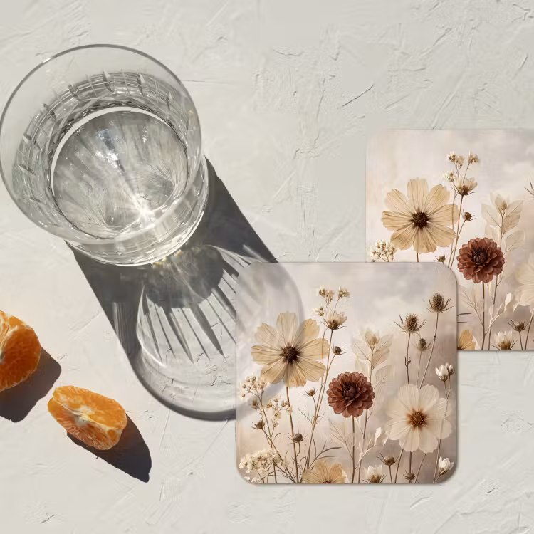 Wilde bloemen - Botanisch - Vintage - Natuur - Rustiek onderzetter kurk middel -sfeer4