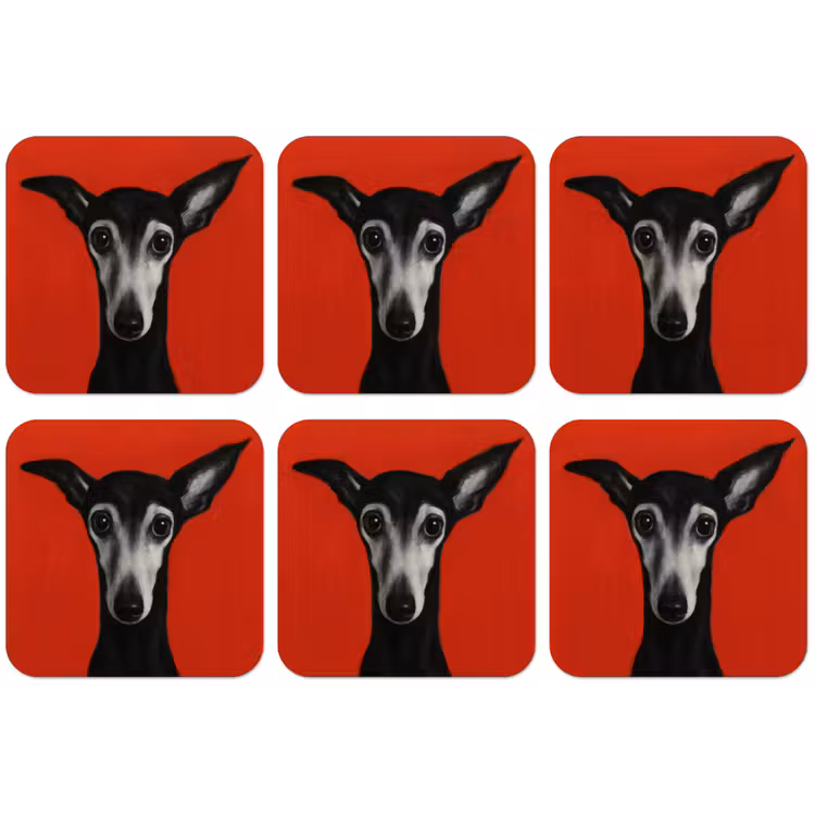 Windhond - Minimalistisch - Rood onderzetter kurk middel -zkaufland3dotto