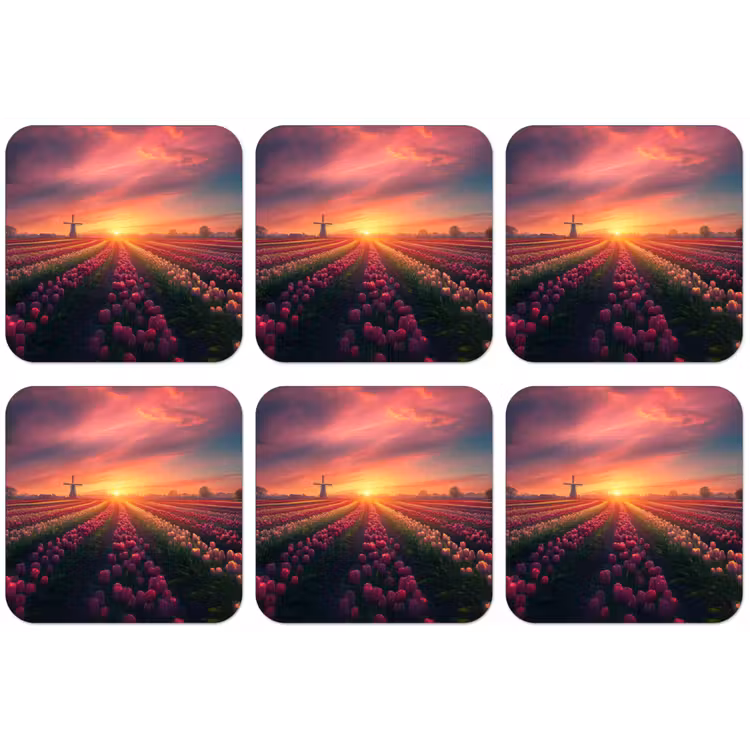 Windmolen - Zonsondergang - Landschap onderzetter kurk middel -zkaufland3dotto