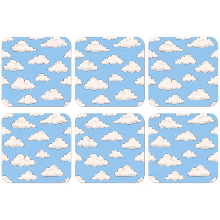 Wolk - Cartoon - Lucht - Blauw - Wit onderzetter kurk middel -zkaufland3dotto
