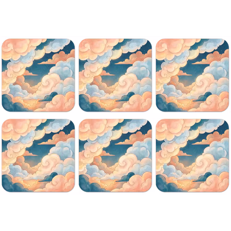 Wolk - Lucht - Natuur - Illustratief - Oranje onderzetter kurk middel -zkaufland3dotto