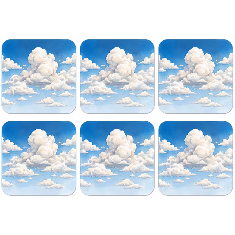 Wolken - Blauwe lucht - Natuur - Modern - Wit onderzetter kurk middel -zkaufland3dotto