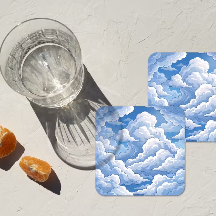 Wolken - Hemel - Abstract - Wit onderzetter kurk middel -sfeer4
