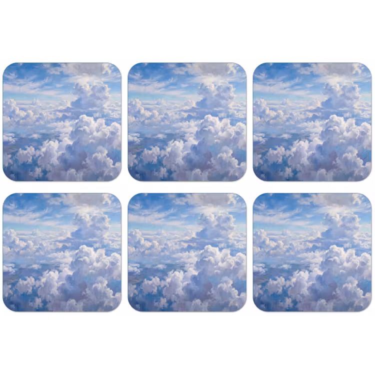 Wolken - Lucht - Natuur - Abstract - Blauw onderzetter kurk middel -zkaufland3dotto