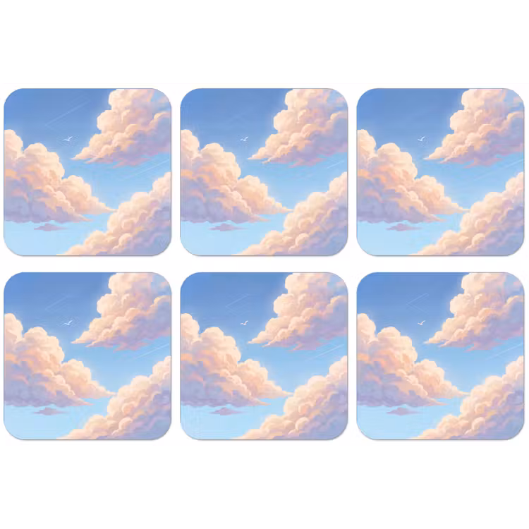 Wolken - Lucht - Natuur - Blauw onderzetter kurk middel -zkaufland3dotto