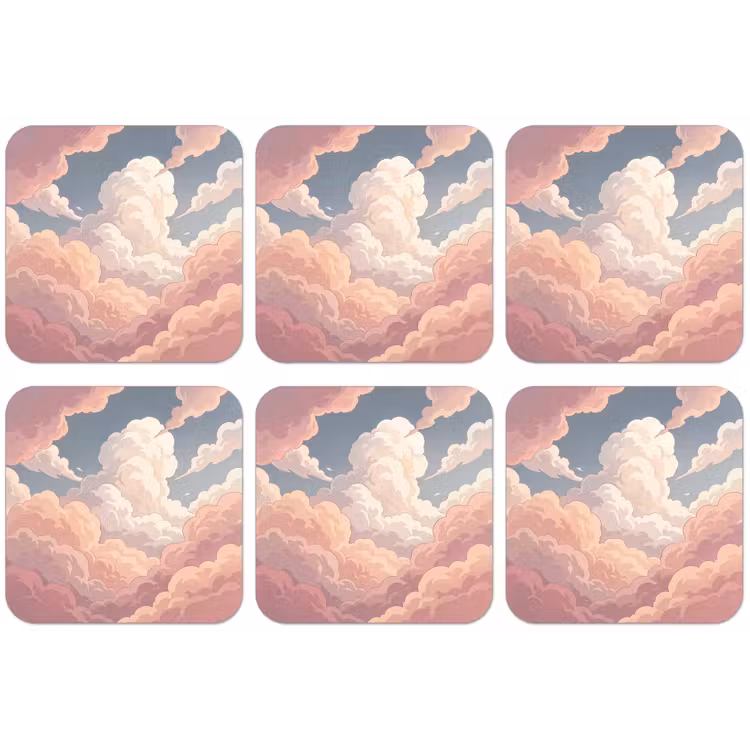 Wolken - Lucht - Natuur - Pastel - Roze onderzetter kurk middel -zkaufland3dotto