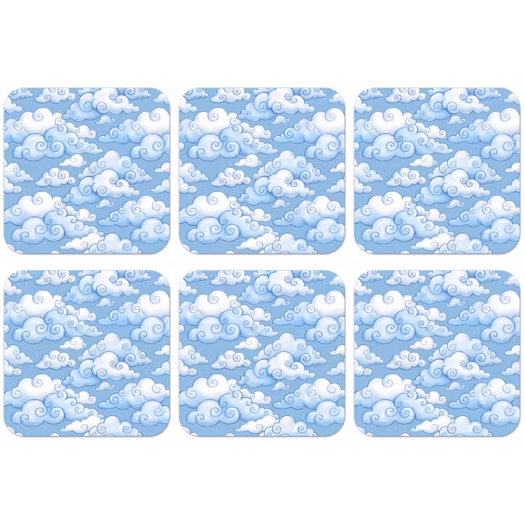 Wolken - Patroon - Hemel - Illustratie - Wit onderzetter kurk middel -zkaufland3dotto
