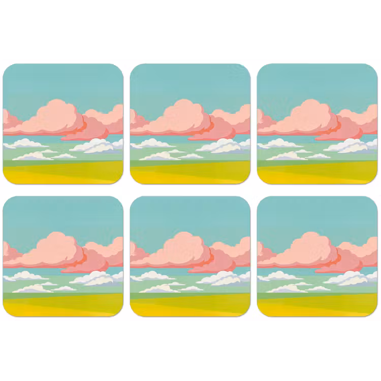 Wolken - Roze - Natuur - Modern - Pastel onderzetter kurk middel -zkaufland3dotto