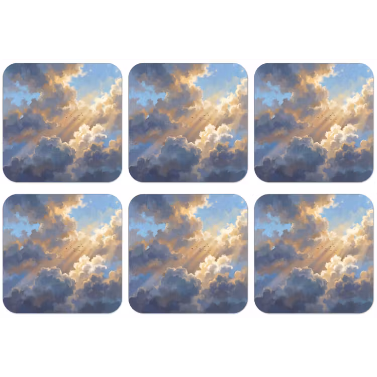 Wolken - Zonnestralen - Natuur - Abstract - Blauw onderzetter kurk middel -zkaufland3dotto