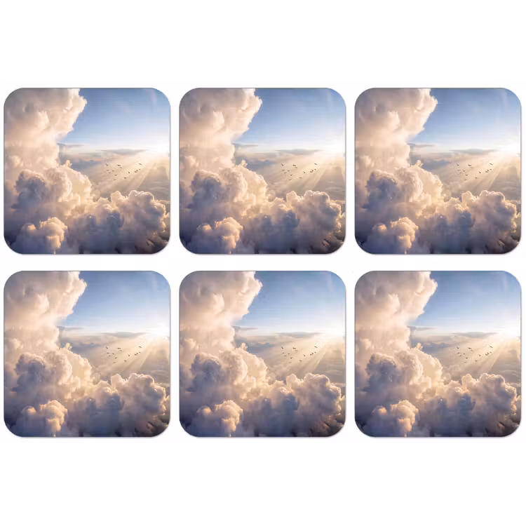 Wolken - Zonnestralen - Natuur - Wit onderzetter kurk middel -zkaufland3dotto