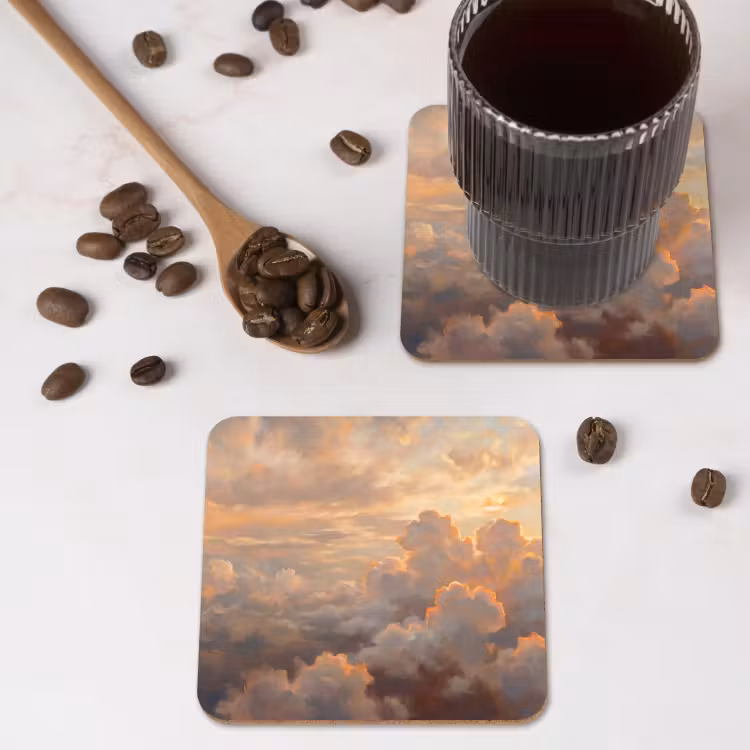 Wolken - Zonsondergang - Natuur - Abstract - Goud onderzetter kurk middel -sfeer2